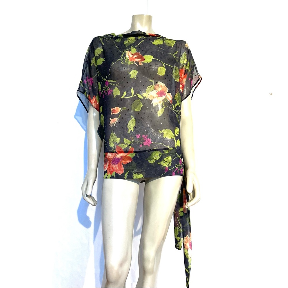 VINTAGE ROMAN KEFLAY Floral Chiffon Blouse